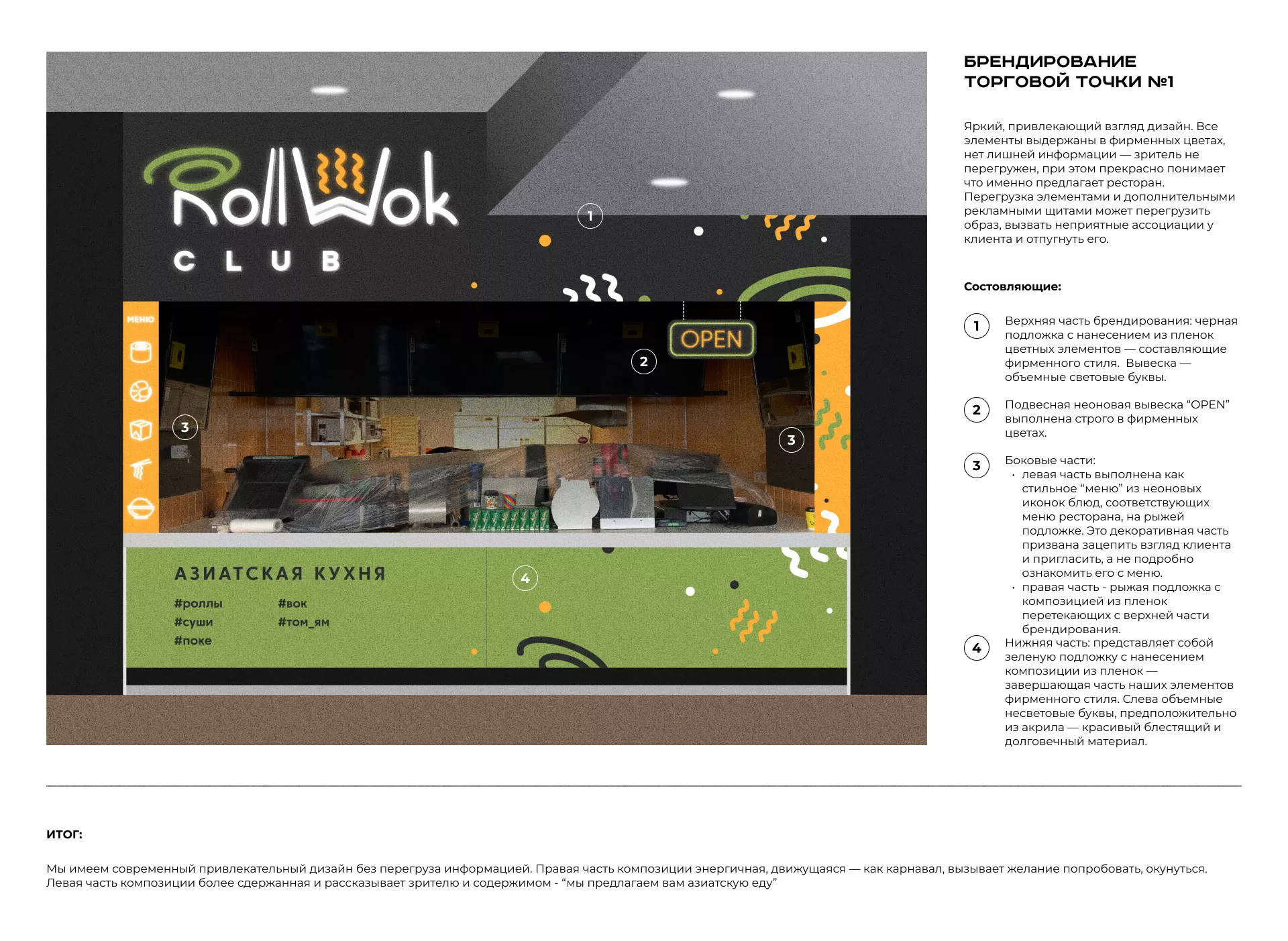 Брендирование торговых точек суши-бара «Roll Wok Club» в Улане-Удэ