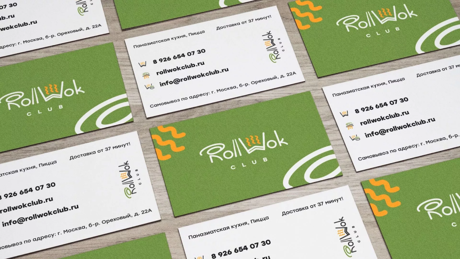 Разработка дизайна визиток суши-бара «Roll Wok Club» в Улане-Удэ